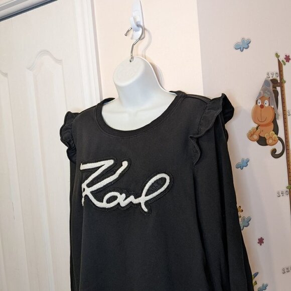 Karl LAGERFELD black ruffle sweatshirt letters Medium B1 - Picture 6 of 13
